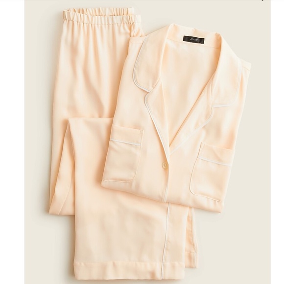JCREW WOMENS EASY LUXE ECO LONG SLEEVE PAJAMAS 2 PIECE SET PALEST PEACH MEDIUM - Picture 1 of 6